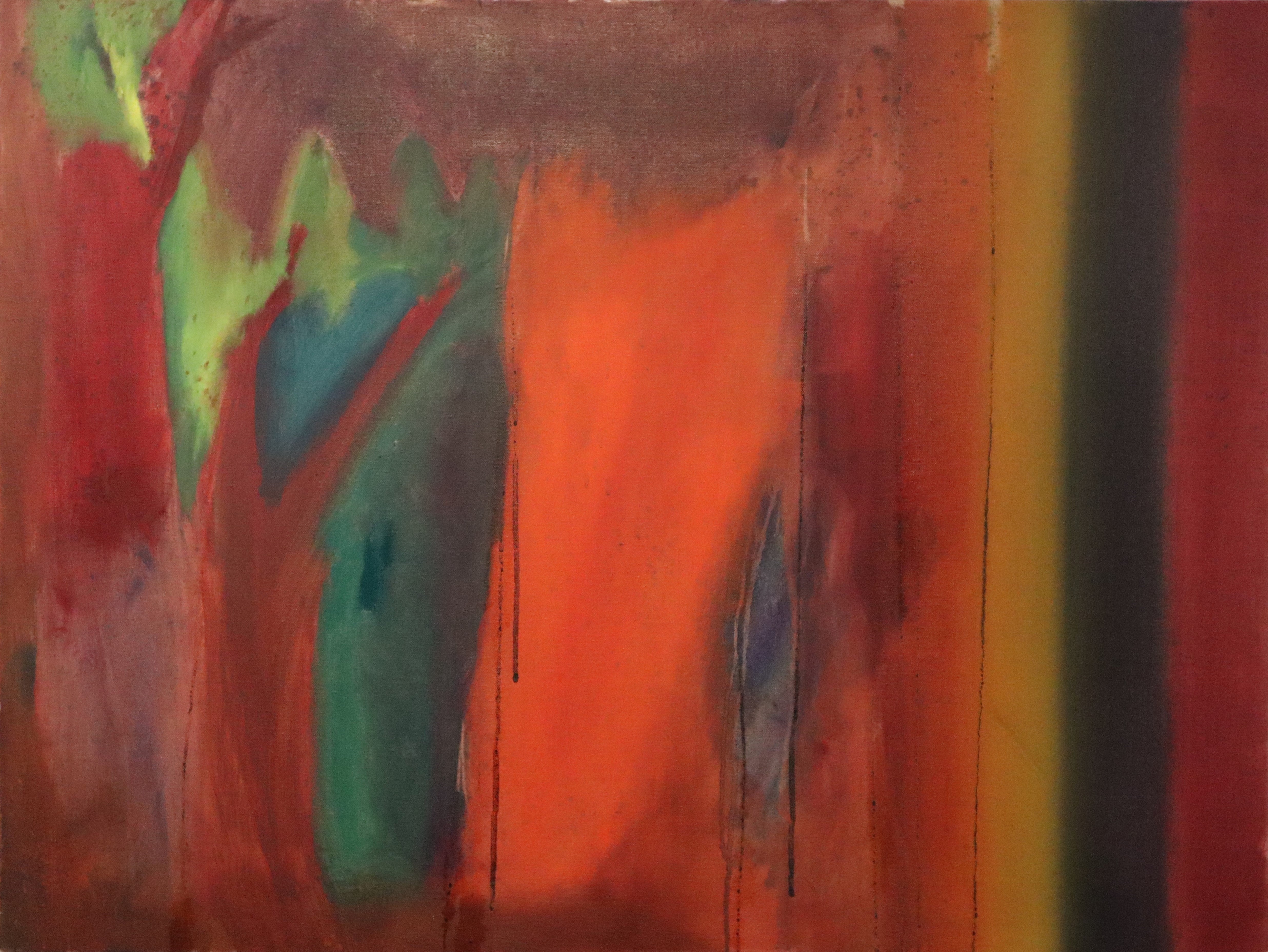 green and red oil painting