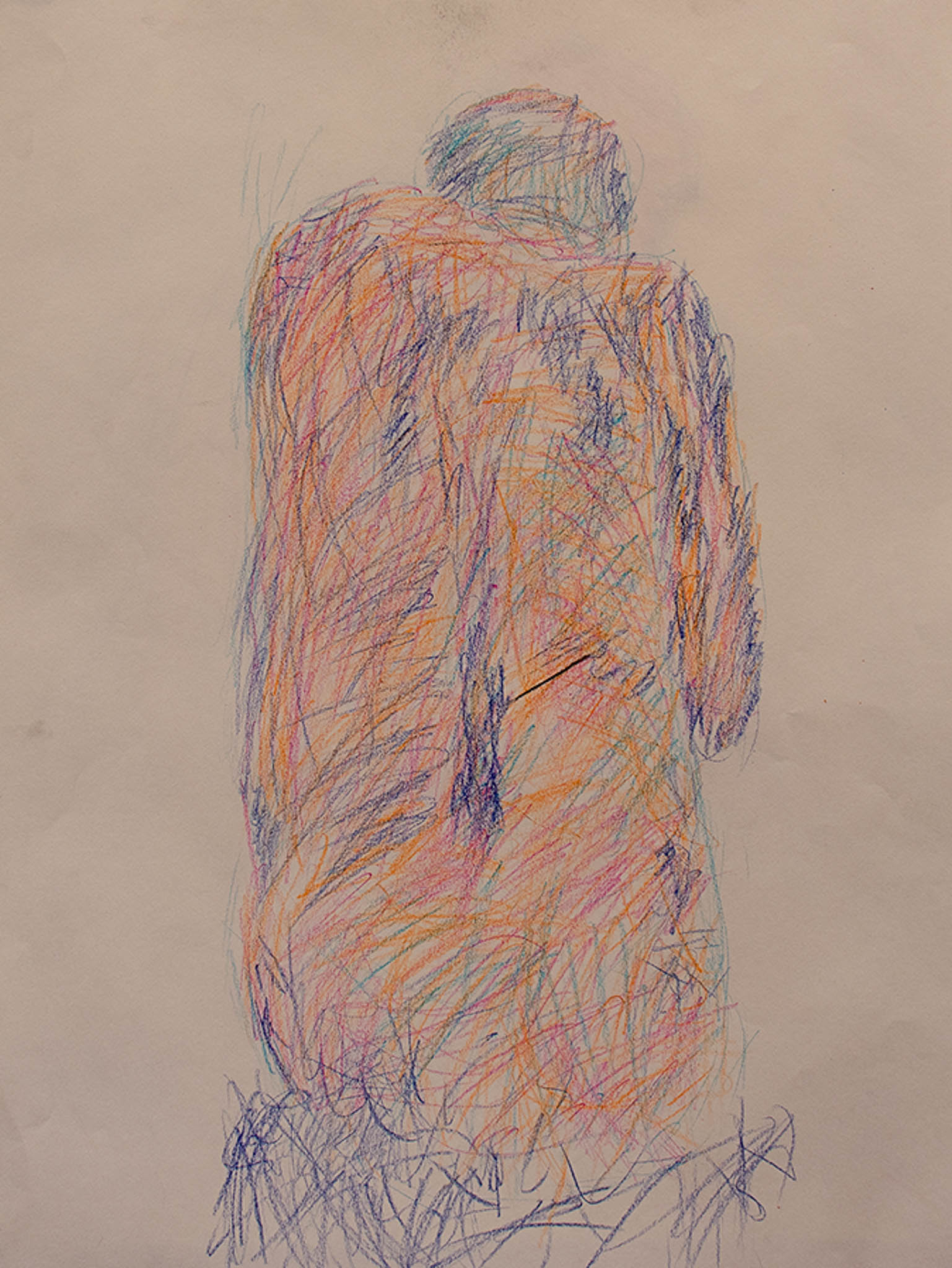 charcoal drawing of a man's back