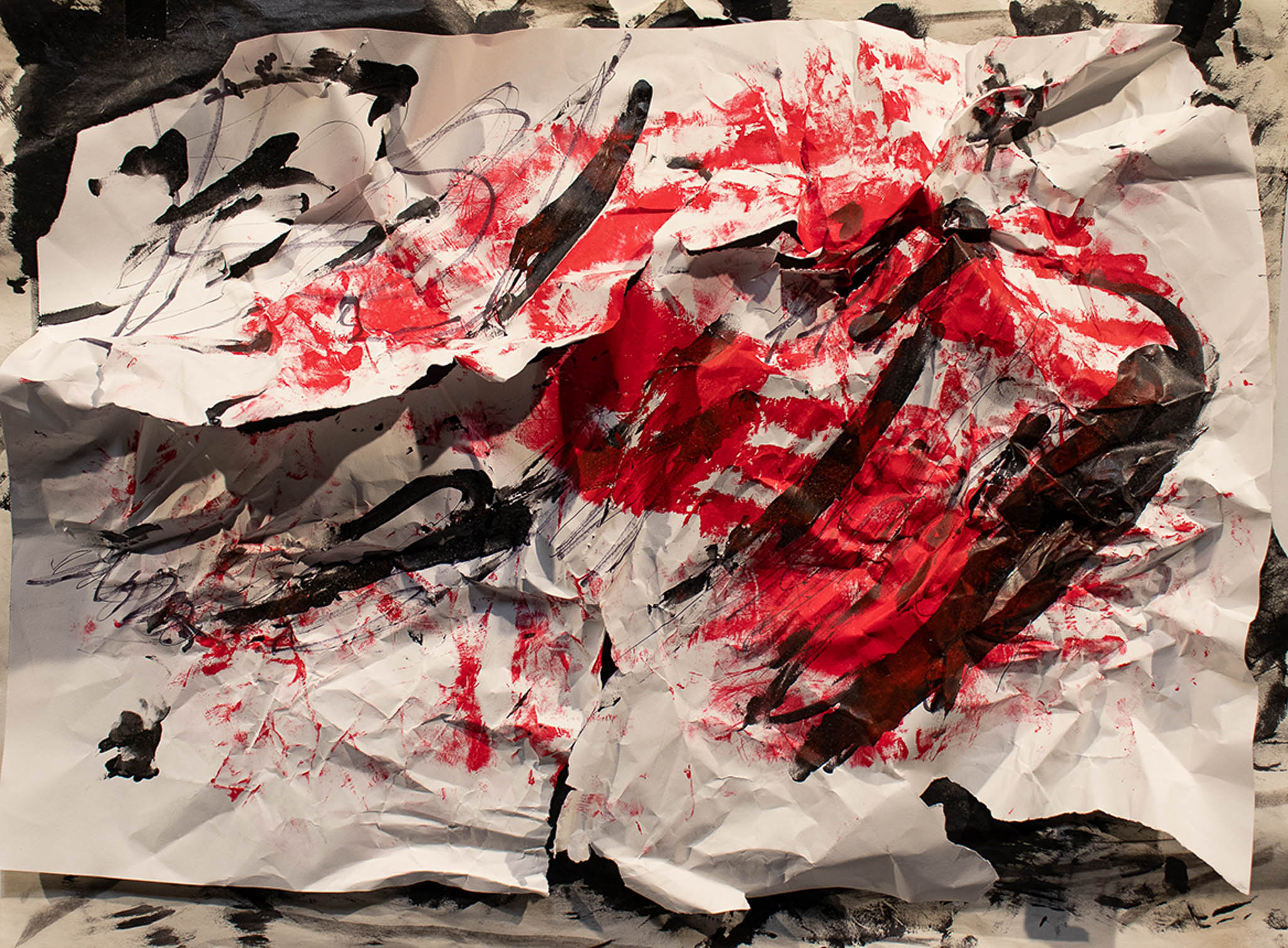 ripped paper with agressive marking