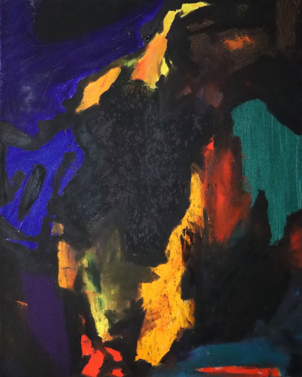 green and red oil painting