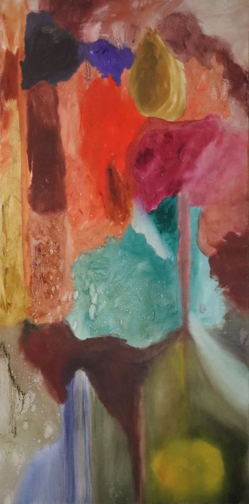 green and red oil painting