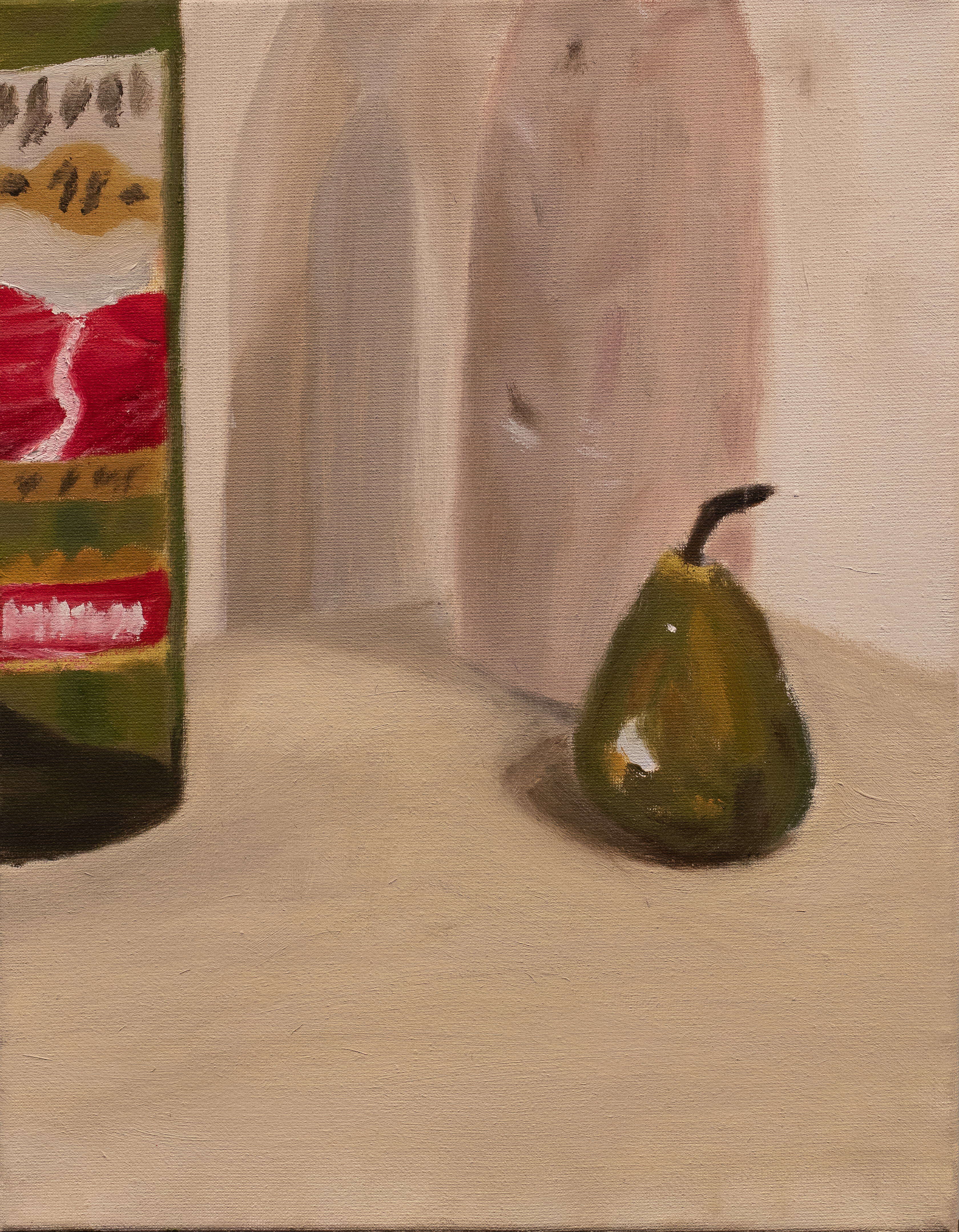 painting with bottles and a pear